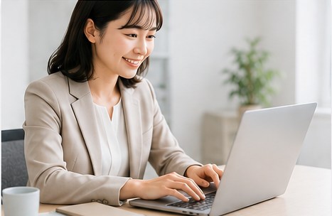 パソコンでお問い合わせをする女性
