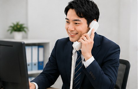 電話で連絡をする担当者