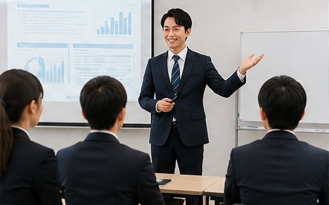 研修を実施する講師と受講者